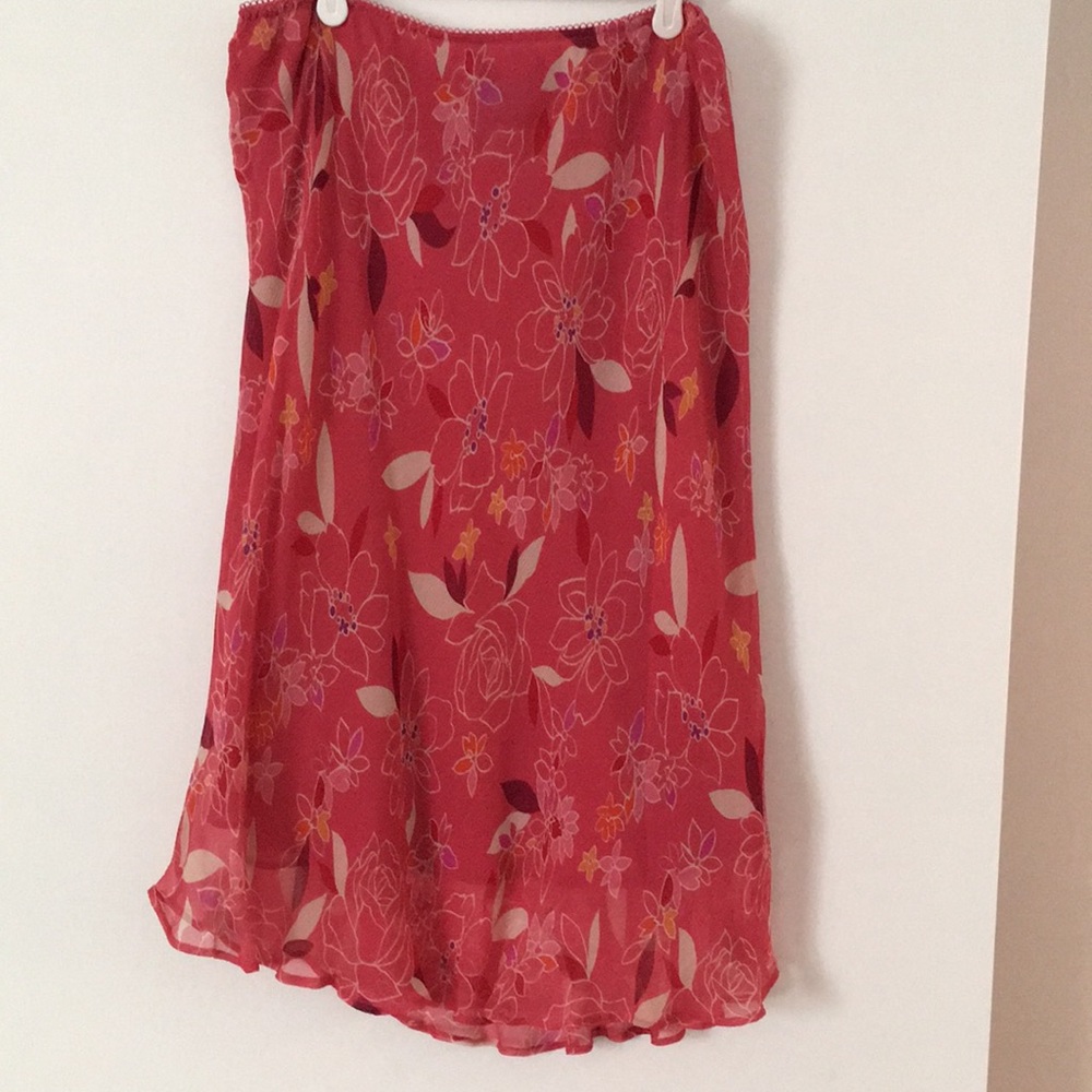 Silk skirt, pink, knee length
